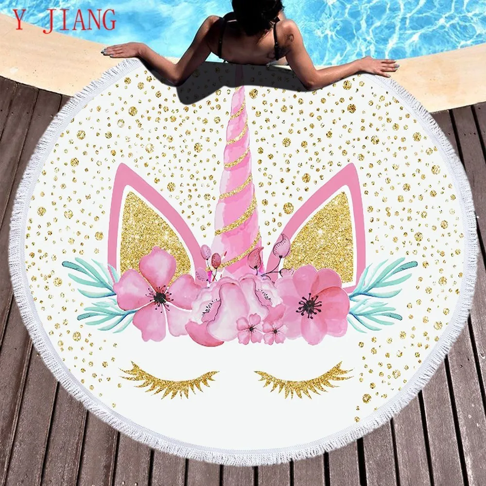 Rainbow Floral Unicorn Round Beach towel With Tassels Horn Beach Blanket Microfiber Printed 150cm Dropshipping
Rainbow Floral Unicorn Round Beach towel With Tassels Horn Beach Blanket Microfiber Printed 150cm Dropshipping