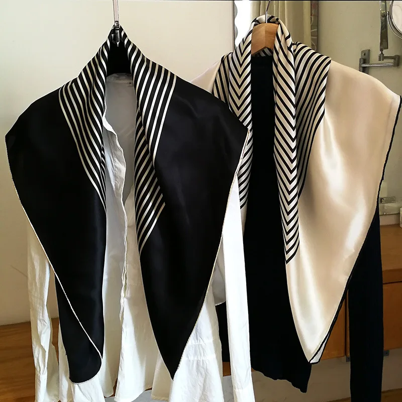 100% Silk Satin Square Scarf Women Luxury Coat Headscarf Shawl Scarves Hijab Wraps Foulard Fashion Stripes Pattern 90*90cm
100% Silk Satin Square Scarf Women Luxury Coat Headscarf Shawl Scarves Hijab Wraps Foulard Fashion Stripes Pattern 90*90cm