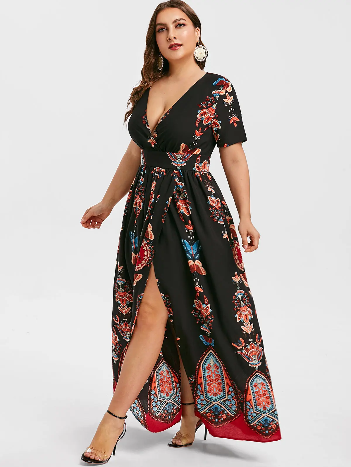 Женское пляжное платье с разрезом Wipalo винтажное элегантное макси высокой талией