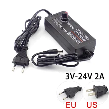 Adjustable AC DC 3V 24V 2A 100-220V 48W Power Supply 5.5*2.5mm adaptor adaptadores for Led Strip Light lamp CCTV Power Adapter
Adjustable AC DC 3V 24V 2A 100-220V 48W Power Supply 5.5*2.5mm adaptor adaptadores for Led Strip Light lamp CCTV Power Adapter