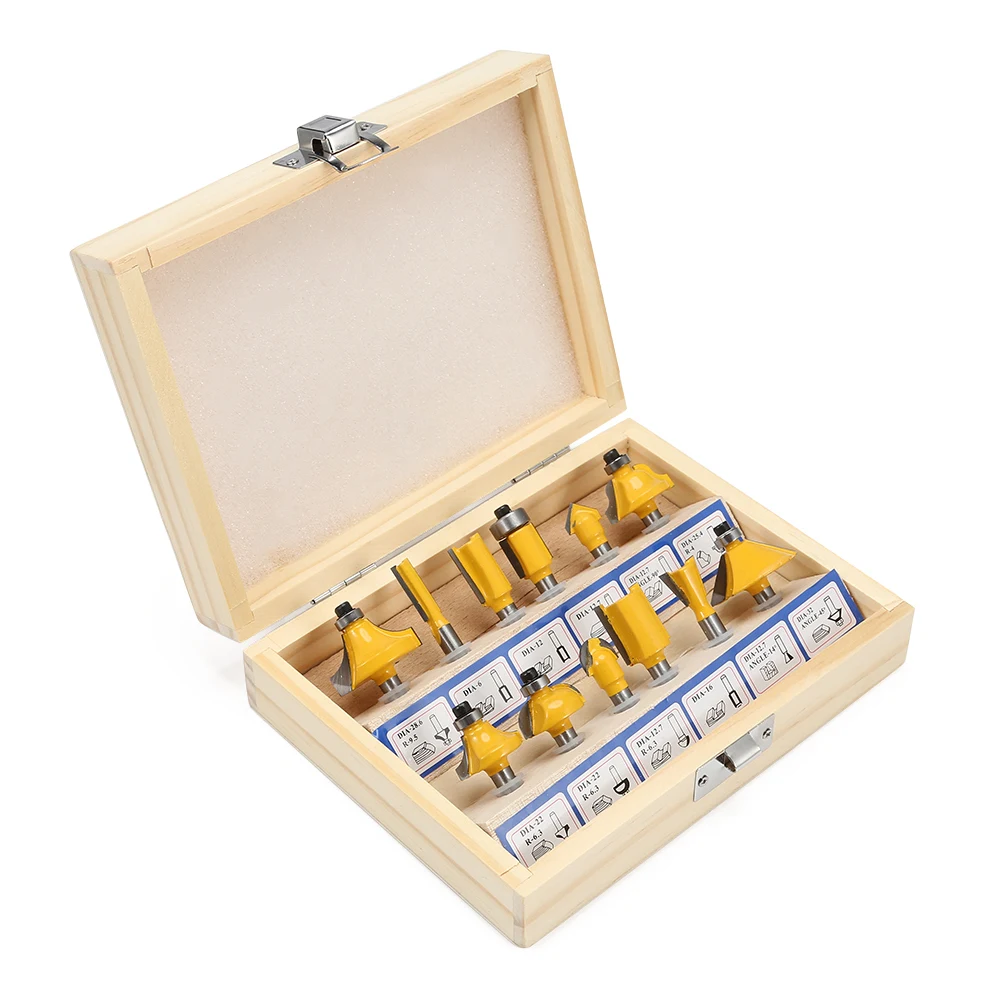 12pcs Milling Cutter Router Bit Set Wood Cutter Carbide Shank Mill Woodworking Trimming Engraving Carving Cutting Tools With Box
12pcs Milling Cutter Router Bit Set Wood Cutter Carbide Shank Mill Woodworking Trimming Engraving Carving Cutting Tools With Box
