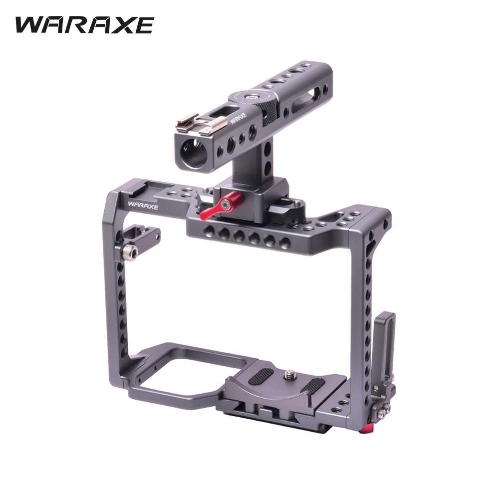WARAXE Professional Video Camera Cage for GH4 GH5 Camera Film Movie Making Rig Cage Kit with Top Handle Cold Shoe
WARAXE Professional Video Camera Cage for GH4 GH5 Camera Film Movie Making Rig Cage Kit with Top Handle Cold Shoe