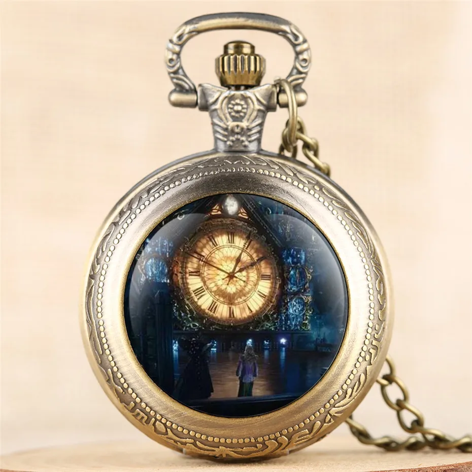 

Alice in Wonderland Theme Design Quartz Pocket Watch Exquisite Pendant Necklace Clock Gifts for Lady Kids reloj de bolsillo