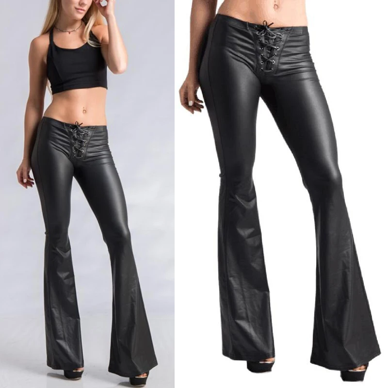 Women PU Leather Pants High Waist Flare TrouserS Bell Bottoms Black Long Legging
Women PU Leather Pants High Waist Flare TrouserS Bell Bottoms Black Long Legging