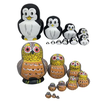 20pcs/2 Sets Wooden Russian Nesting Dolls Owl Penguin Pattern Babushka Dolls Decoration Toy Birthday Gift for Children Kids
20pcs/2 Sets Wooden Russian Nesting Dolls Owl Penguin Pattern Babushka Dolls Decoration Toy Birthday Gift for Children Kids