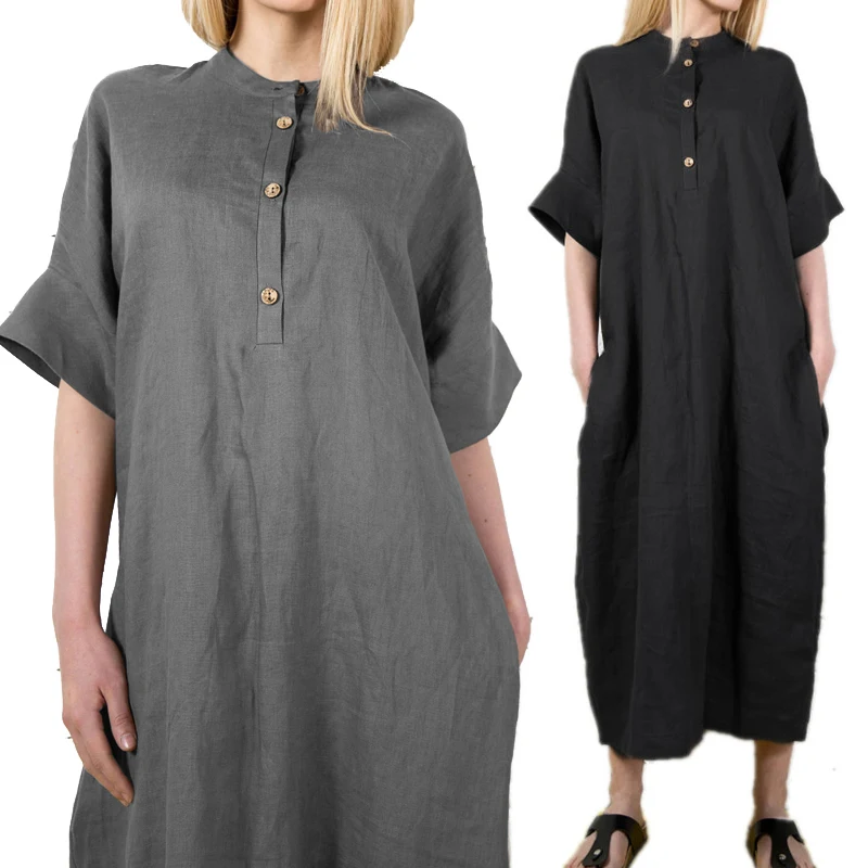 Celmia Large Size Women Long Maxi Dress 2019 Casual Solid Loose Buttons Down Summer Beach Dress Vestidos Robe Plus Size Sundress
Celmia Large Size Women Long Maxi Dress 2019 Casual Solid Loose Buttons Down Summer Beach Dress Vestidos Robe Plus Size Sundress
