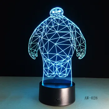 Hero Cartoon Baymax 3D Lamp Night LED Lighting Mulitcolors Holiday Souvenirs Luminaria Kids Toys Table Touch luminaria AW-028
Hero Cartoon Baymax 3D Lamp Night LED Lighting Mulitcolors Holiday Souvenirs Luminaria Kids Toys Table Touch luminaria AW-028