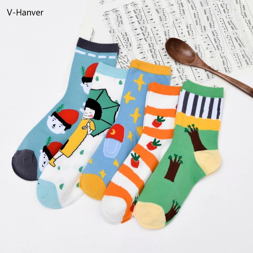 V-Hanver новая коллекция носки с креативным рисунком Happy Art Abstraction MORI Girl модные