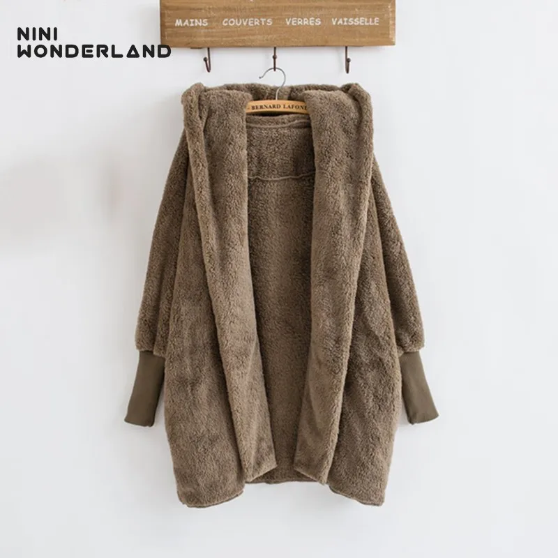 NINI WONDERLAND Winter Hooded Coat Women Fashion Batwing Sleeve Loose Jackets Female Wool Blends Outwear Cardiganl Large Size
NINI WONDERLAND Winter Hooded Coat Women Fashion Batwing Sleeve Loose Jackets Female Wool Blends Outwear Cardiganl Large Size