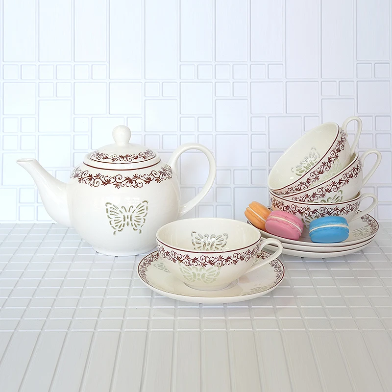 High quality bone china handmade Tea set Crimson flower pattern A set of 9 pieces 1000ml Birthday Holiday Gift
High quality bone china handmade Tea set Crimson flower pattern A set of 9 pieces 1000ml Birthday Holiday Gift