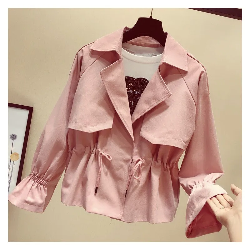 2019 New Spring Fashion Solid Short Trench Coat Adjustable Waist Women Lapel Long Sleeve Windbreaker Female Casual Outerwear
2019 New Spring Fashion Solid Short Trench Coat Adjustable Waist Women Lapel Long Sleeve Windbreaker Female Casual Outerwear