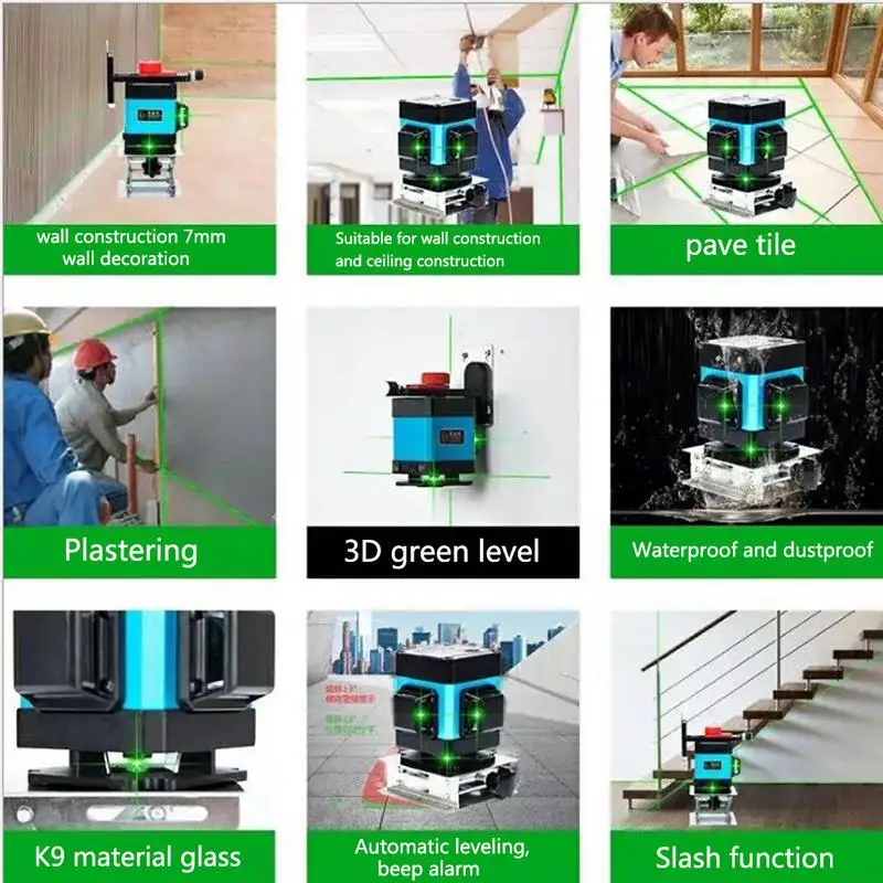 3D Laser Level Green Light 12 Line Affixing Instrument Level High Precision Flat Glare Floor Ground Tile Leveling Instrument
3D Laser Level Green Light 12 Line Affixing Instrument Level High Precision Flat Glare Floor Ground Tile Leveling Instrument