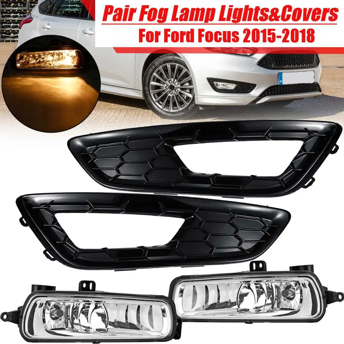 For Ford for Focus 2015-20183 Various Style 1Set 12V H8 Car Front Fog Light Lamp & Cover Kit DRL Driving Light Frame Decoration
For Ford for Focus 2015-20183 Various Style 1Set 12V H8 Car Front Fog Light Lamp & Cover Kit DRL Driving Light Frame Decoration