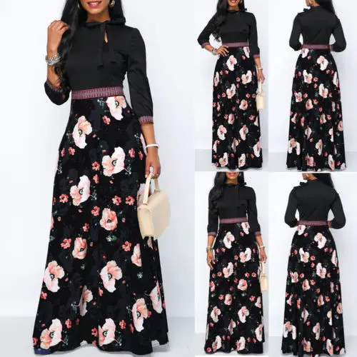Women Long Sleeve Elegant Round Neck Boho Bandage Long Maxi Dress Ladies Casual Slim Ladies Floral Fit and Flare Dresses Female
Women Long Sleeve Elegant Round Neck Boho Bandage Long Maxi Dress Ladies Casual Slim Ladies Floral Fit and Flare Dresses Female