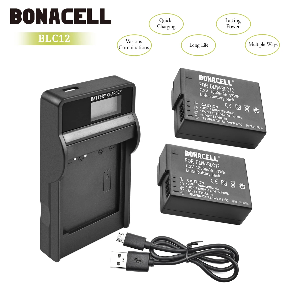Bonacell 1800mAh DMW-BLC12 DMW BLC12 Rechargeable Battery+LCD Charger Pack For Panasonic Lumix G6 G5 G7 FZ1000 L50
Bonacell 1800mAh DMW-BLC12 DMW BLC12 Rechargeable Battery+LCD Charger Pack For Panasonic Lumix G6 G5 G7 FZ1000 L50