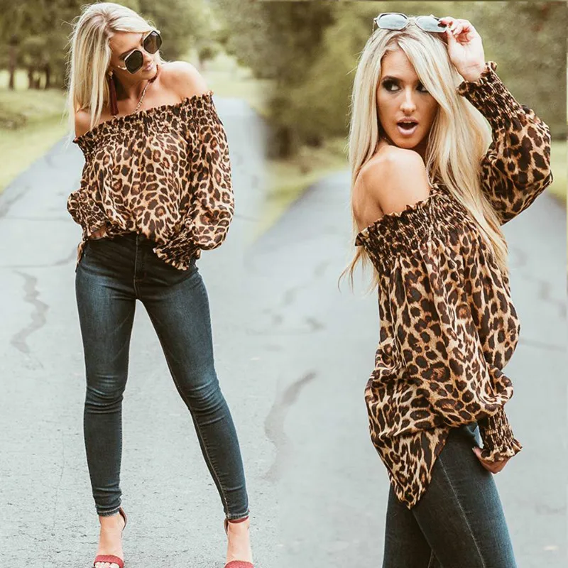 2019 Newly Classical Shirts Blouse Women Leopard Print Off Shoulder Tops Slash Neck Puff Sleeve Loose Casual Blouse
2019 Newly Classical Shirts Blouse Women Leopard Print Off Shoulder Tops Slash Neck Puff Sleeve Loose Casual Blouse