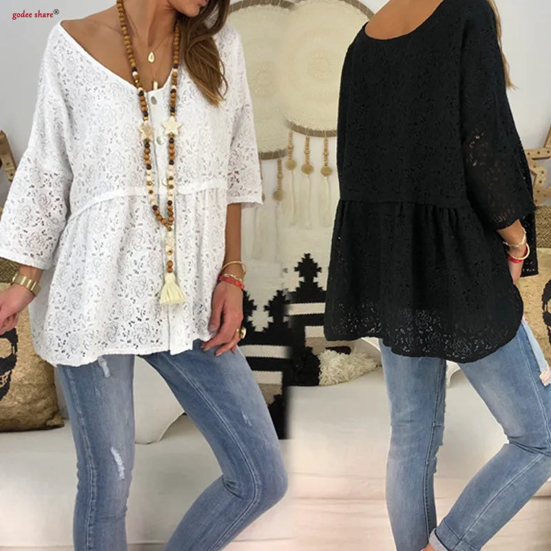 Plus Size T Shirt Women Summer Clothing Short Sleeve Solid Lace Hollow Out Woman T-shirt Casual Loose Female Tops XXXL 4XL 5XL
Plus Size T Shirt Women Summer Clothing Short Sleeve Solid Lace Hollow Out Woman T-shirt Casual Loose Female Tops XXXL 4XL 5XL
