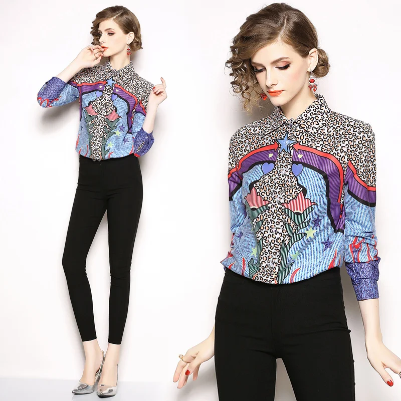 Women Shirt Autumn 2018 Fashion Long Sleeve leaopard Retro Printing Vintage Chiffon Blouse Tops OL Ladies Office Shirt
Women Shirt Autumn 2018 Fashion Long Sleeve leaopard Retro Printing Vintage Chiffon Blouse Tops OL Ladies Office Shirt