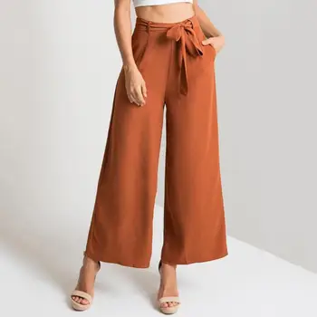 Spring Women Loose Wide Leg Pants Sexy High Waist Belt Solid Color Casual Ninth Pants Fashion Casual Female Elegant Trousers
Spring Women Loose Wide Leg Pants Sexy High Waist Belt Solid Color Casual Ninth Pants Fashion Casual Female Elegant Trousers