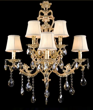 Hotel Large Led Wall Fixtures Retro Crystal Wall Sconce villa 5-arm Gold Wall Lamp Parlor Fabric Shade Led Mirror Light Arandela
Hotel Large Led Wall Fixtures Retro Crystal Wall Sconce villa 5-arm Gold Wall Lamp Parlor Fabric Shade Led Mirror Light Arandela