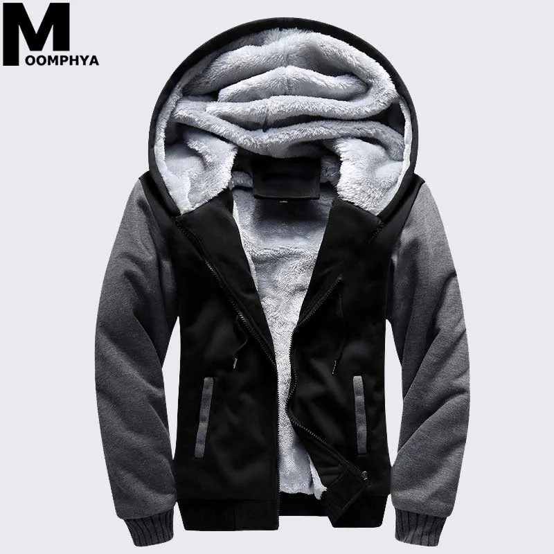 Moomphya/зимние теплые плотные флисовые мужские толстовки на молнии кардиган с