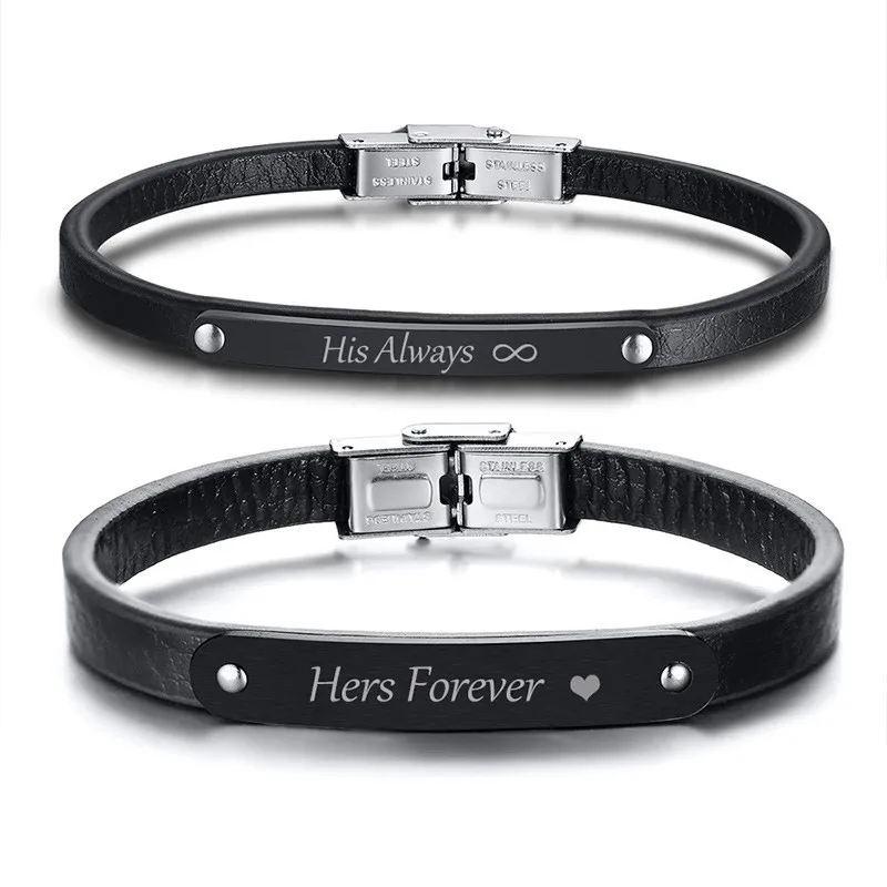 His Always and Hers Forever Matching Couple Real Leather Bracelets Valentine's Day Boyfriend Girlfriend Gift
His Always and Hers Forever Matching Couple Real Leather Bracelets Valentine's Day Boyfriend Girlfriend Gift
