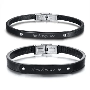 His Always and Hers Forever Matching Couple Real Leather Bracelets Valentine's Day Boyfriend Girlfriend Gift
His Always and Hers Forever Matching Couple Real Leather Bracelets Valentine's Day Boyfriend Girlfriend Gift