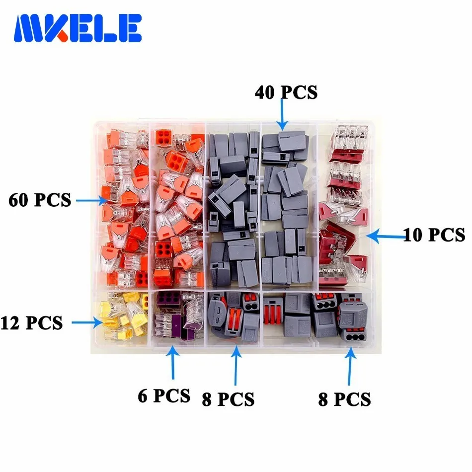 144PCS Wire Connector For 4 Room Mixed 7 Models Compact Fast Wire Connector Mini Wiring Connector Conductors Terminal Block
144PCS Wire Connector For 4 Room Mixed 7 Models Compact Fast Wire Connector Mini Wiring Connector Conductors Terminal Block