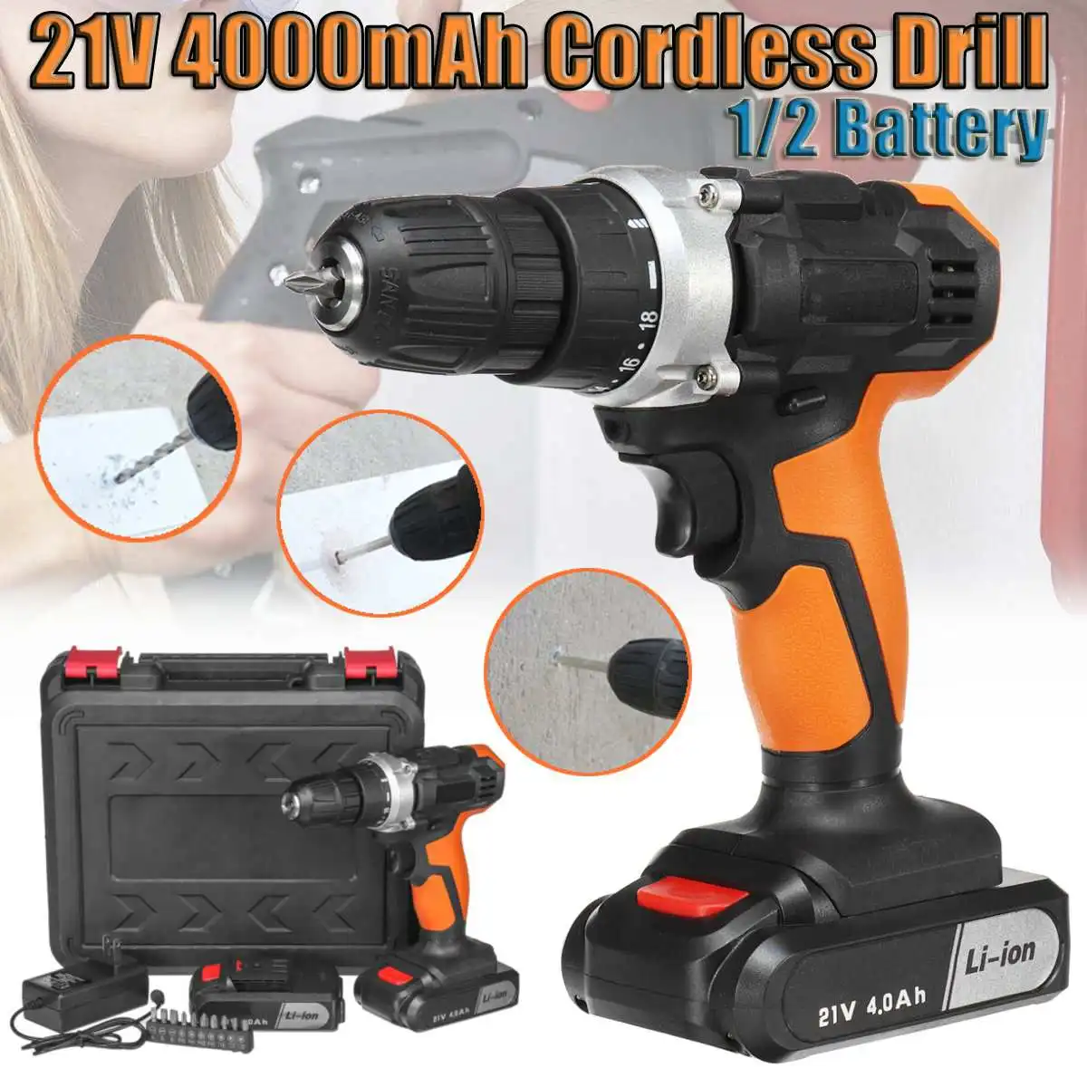 21V Electric Drill Two Speed Lithium Battery Rechargeable Cordless Drill Multi-function Electric Cordless Screwdriver
21V Electric Drill Two Speed Lithium Battery Rechargeable Cordless Drill Multi-function Electric Cordless Screwdriver