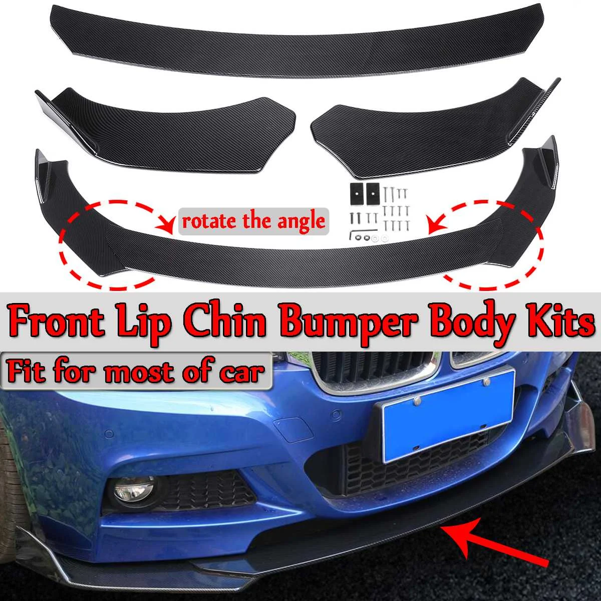 Universal 3Pieces Car Front Lip Chin Bumper Body Kits Carbon Fiber Look/ Black Rotate The Angle New For Honda For Civic For Benz
Universal 3Pieces Car Front Lip Chin Bumper Body Kits Carbon Fiber Look/ Black Rotate The Angle New For Honda For Civic For Benz