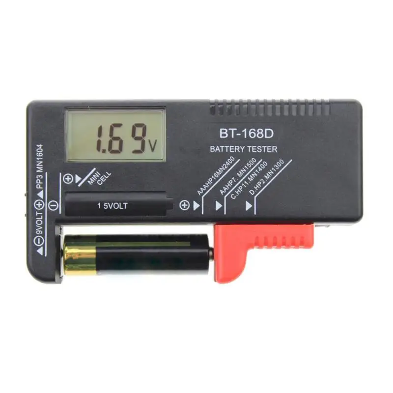 BT168 Digital Battery Tester Volt Checker for AA AAA 9V Button Multiple Size Battery Tester Voltage Meter Tools
BT168 Digital Battery Tester Volt Checker for AA AAA 9V Button Multiple Size Battery Tester Voltage Meter Tools