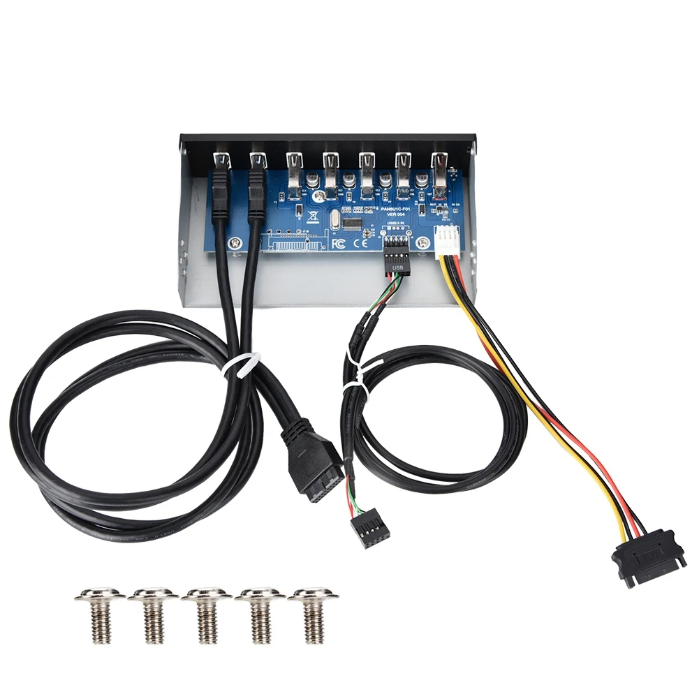 Новый USB3.0 оптический привод Передняя панель 5 25 дюймов 7 портов концентратор 19PIN в