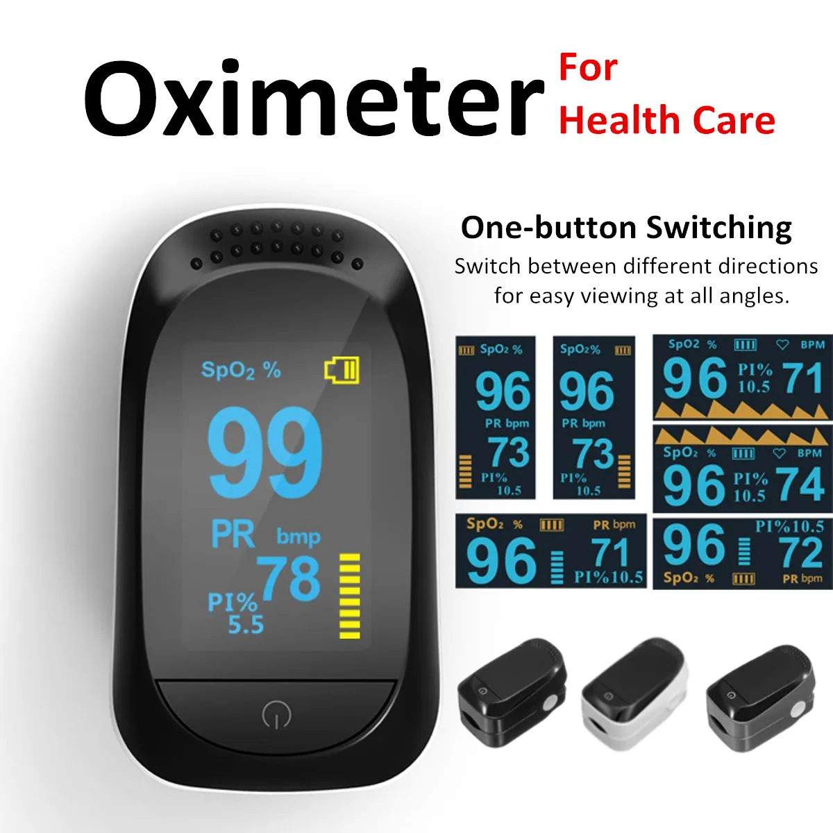 

Portable Fingertip Pulse Oximeter OLED Heart Rate Blood Oxygen SpO2 Monitor Health Meter Household Health Monitor 3 Colors