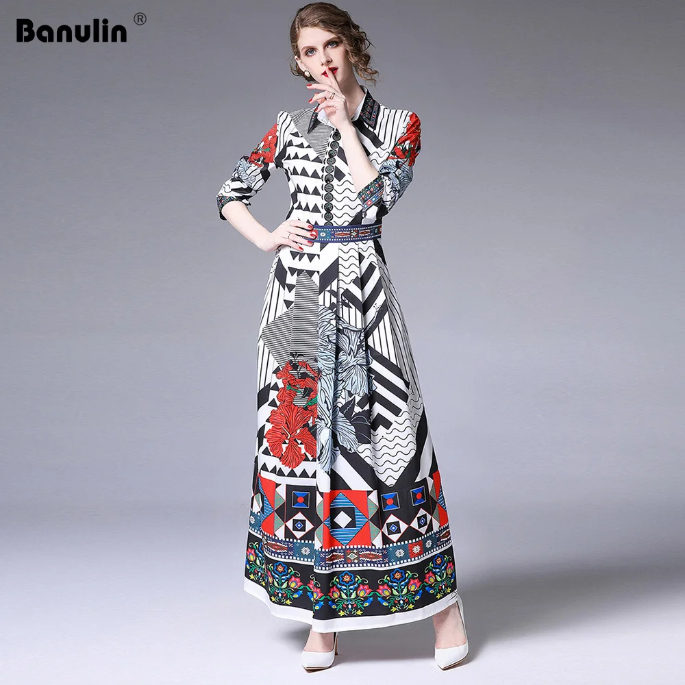 Banulin Elegant Women Long Maxi Runway Dress Summer Autumn Fashion Long Sleeved Ankle Length Flower Stripe Print Vacation Dress
Banulin Elegant Women Long Maxi Runway Dress Summer Autumn Fashion Long Sleeved Ankle Length Flower Stripe Print Vacation Dress