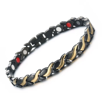 Classic Wavy Slimming Bracelet Black Gold Charm Titanium Steel Magnetic Bracelet Leaf Sports Health Care Weight Loss Product New
Classic Wavy Slimming Bracelet Black Gold Charm Titanium Steel Magnetic Bracelet Leaf Sports Health Care Weight Loss Product New