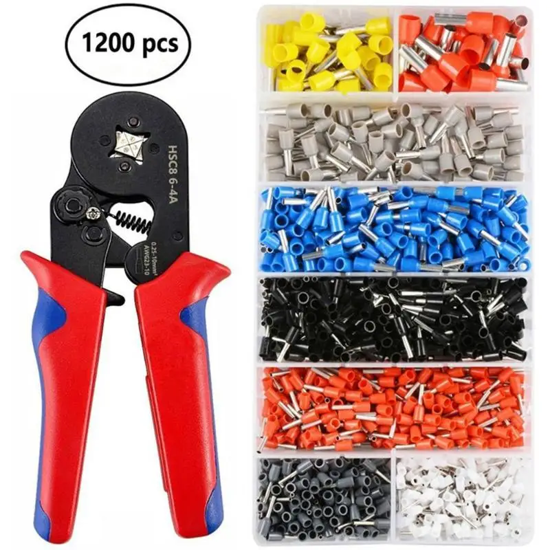 HSC8 6-4 Self Adjustable Crimper Plier Set Automatic Cable Wire Stripper Stripping Tool with 1200 Terminals Kit | Инструменты