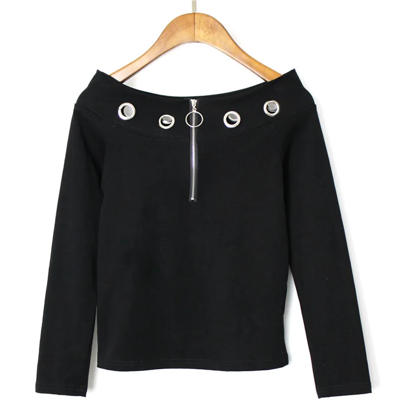 Europe punk rock Fashion 2019 New Arrival Solid Color Slash Neck Long Sleeve Pullover Sequined Patchwork T-shirt
Europe punk rock Fashion 2019 New Arrival Solid Color Slash Neck Long Sleeve Pullover Sequined Patchwork T-shirt