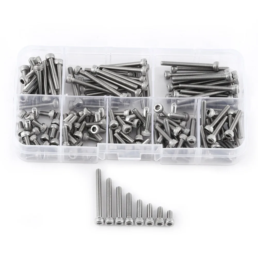 M3 SS304 Stainless Steel Metric Thread Hex Socket Cap Head Screws Bolts 160pcs/Set
M3 SS304 Stainless Steel Metric Thread Hex Socket Cap Head Screws Bolts 160pcs/Set