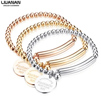 Stainless Steel Beaded Bracelet Ball Chain Elastic Stretch Bracelet with Charm Craved "Eternal Love" Valentine's Day Gift
Stainless Steel Beaded Bracelet Ball Chain Elastic Stretch Bracelet with Charm Craved "Eternal Love" Valentine's Day Gift