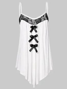 Wipalo Plus Size Bowknot Embellished Cami Top Lace Panel Asymmetrical Summer Women Tops Spaghetti Strap Loose Fitting Tops 5XL
Wipalo Plus Size Bowknot Embellished Cami Top Lace Panel Asymmetrical Summer Women Tops Spaghetti Strap Loose Fitting Tops 5XL
