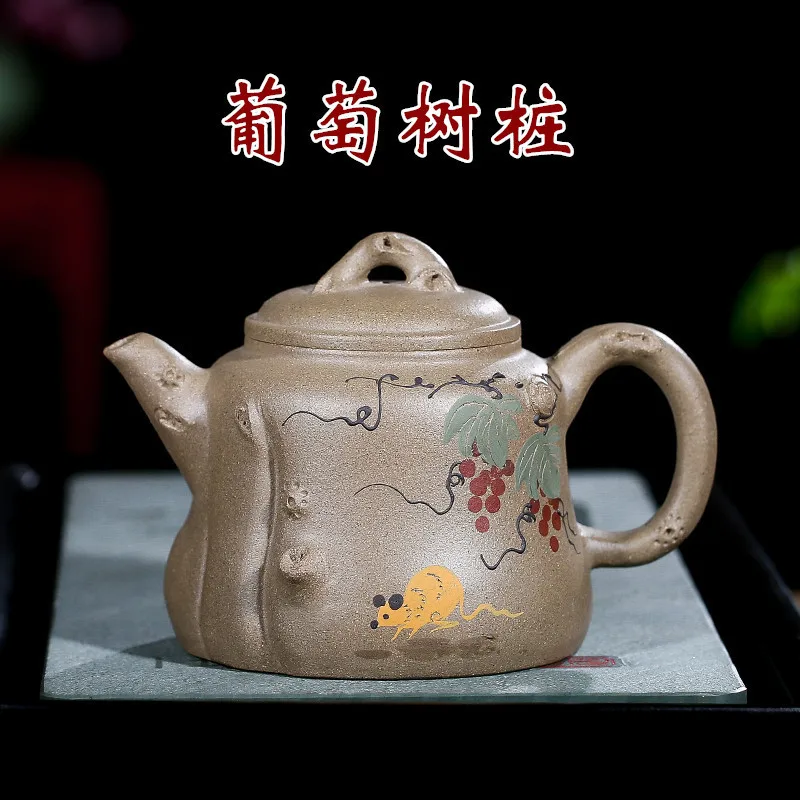 Hundred Believe Dark-red Enameled Pottery Teapot Yixing Gift Raw Ore Old Section Mud Full Manual Mud Painting Grape Stump Kettle
Hundred Believe Dark-red Enameled Pottery Teapot Yixing Gift Raw Ore Old Section Mud Full Manual Mud Painting Grape Stump Kettle