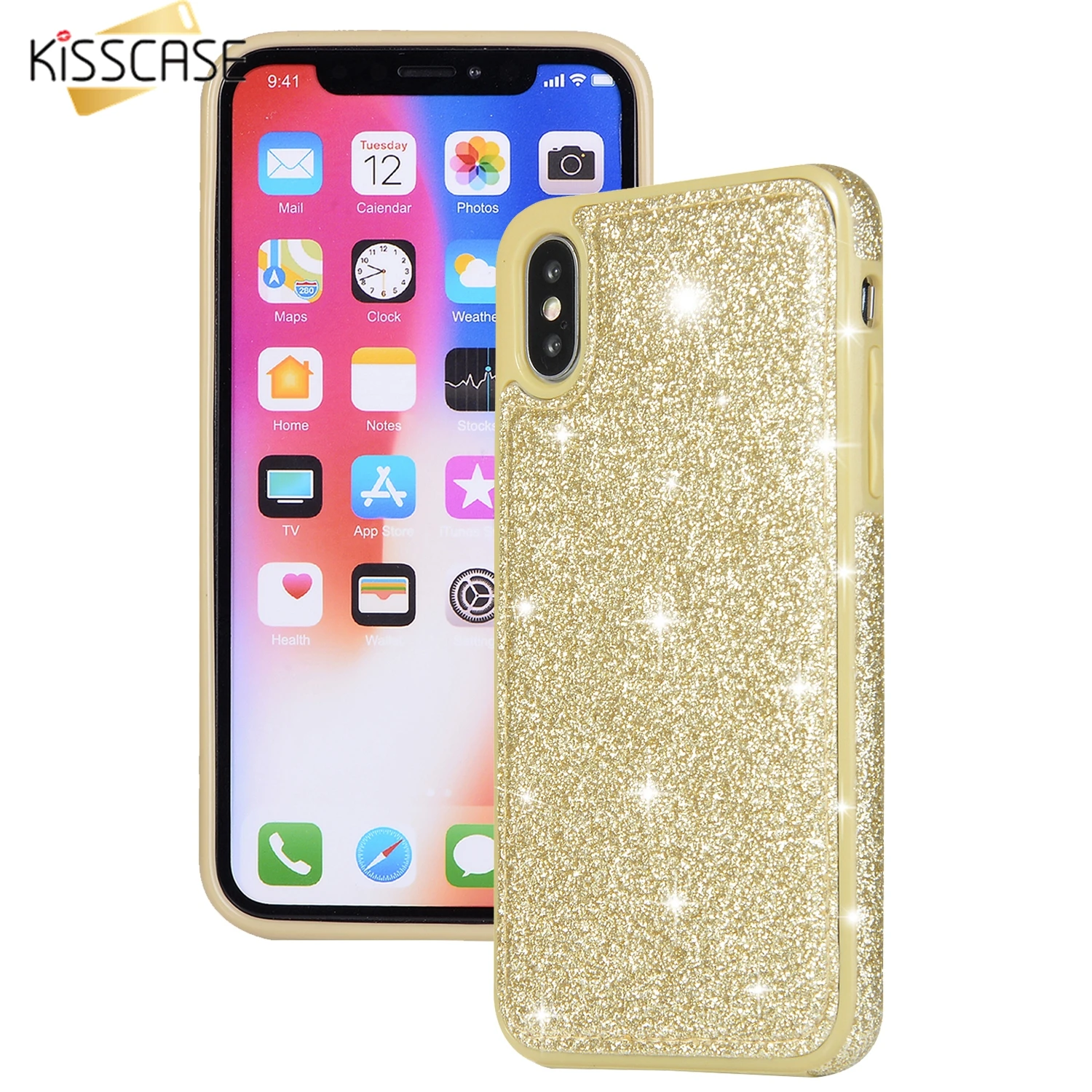 KISSCASE блестящий чехол с мягкими краями для iPhone X XR XS Max 7 8 6 6S Plus телефона 5 SE 5S Coque |