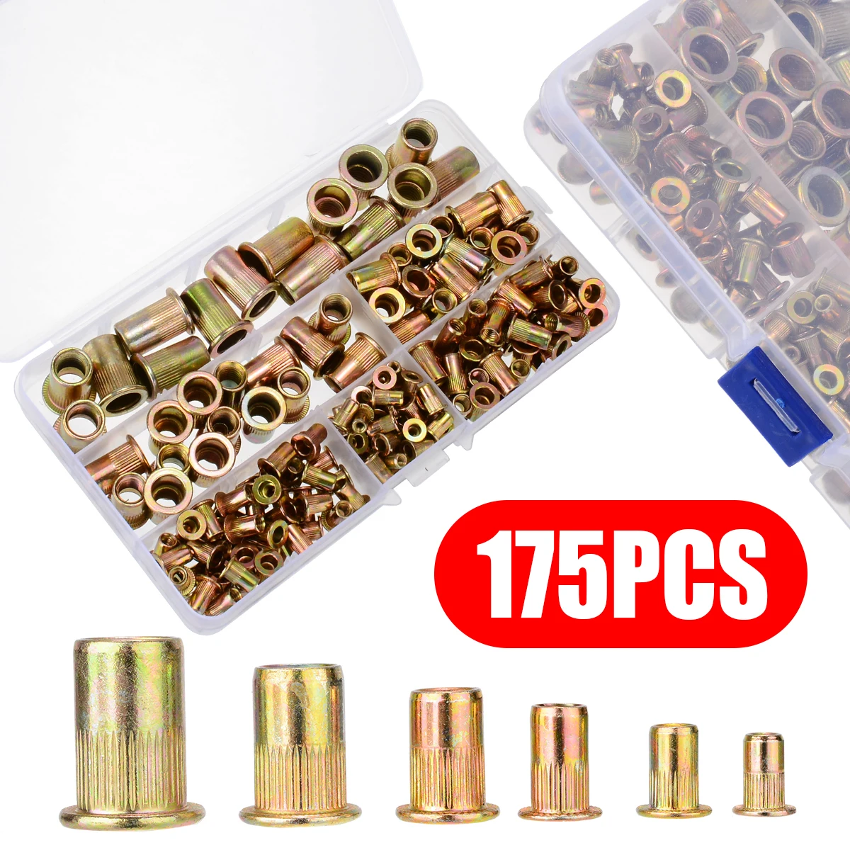 175pcs/kit Rivet Nut Kit Mixed Zinc Carbon Steel Rivnut Insert Nutsert Threaded M3 M4 M5 M6 M8 M10 Nutsert Cap
175pcs/kit Rivet Nut Kit Mixed Zinc Carbon Steel Rivnut Insert Nutsert Threaded M3 M4 M5 M6 M8 M10 Nutsert Cap