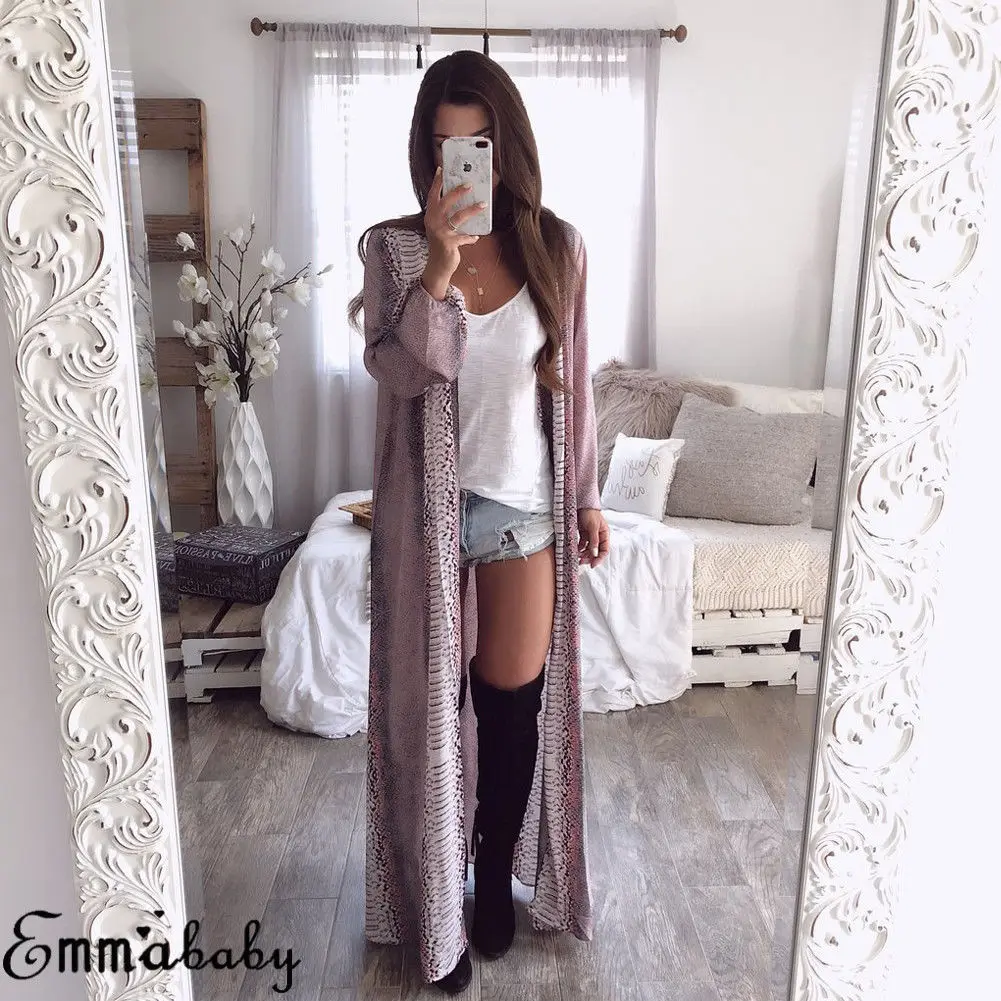 2019 Womens Long Sleeve Snake Chiffon Cardigan Boho Outwear Jacket Coat Tops Gown
2019 Womens Long Sleeve Snake Chiffon Cardigan Boho Outwear Jacket Coat Tops Gown