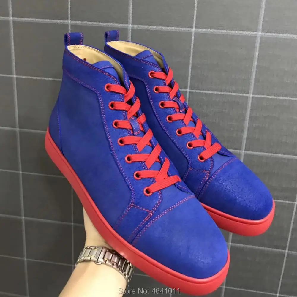Luxury Lace Up cl andgz Blue leather Red bottoms Sport shoes High Top For Men shoes Rivet casual couple models Flat Loafers
Luxury Lace Up cl andgz Blue leather Red bottoms Sport shoes High Top For Men shoes Rivet casual couple models Flat Loafers