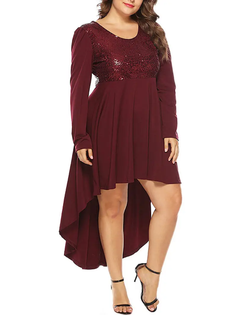 Wipalo Plus Size Sequins Paillette Irregular Dress Elegant Long Sleeve High Low Hem Party Dress Spring Fall Casual Vestidos 5XL
Wipalo Plus Size Sequins Paillette Irregular Dress Elegant Long Sleeve High Low Hem Party Dress Spring Fall Casual Vestidos 5XL