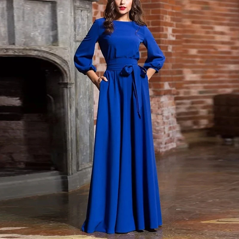 Lantern Sleeve Maxi Dress Women Round Neck Party Long Plus Size Bow solid color ladies elegant slim belt a line dresses autumn
Lantern Sleeve Maxi Dress Women Round Neck Party Long Plus Size Bow solid color ladies elegant slim belt a line dresses autumn