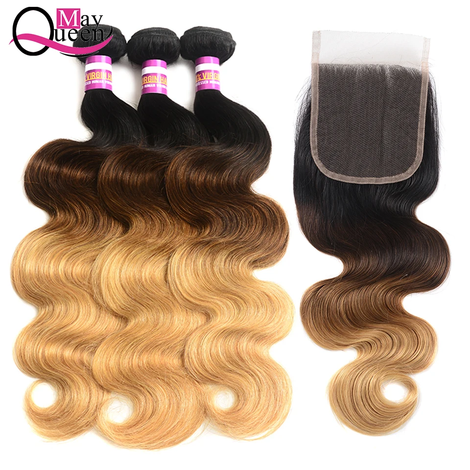Brazilian Body Wave Ombre Bundles With Closure Pre-Colored Hair Weaves 3 Bundles With Closure Remy Human Hair May Queen
Brazilian Body Wave Ombre Bundles With Closure Pre-Colored Hair Weaves 3 Bundles With Closure Remy Human Hair May Queen