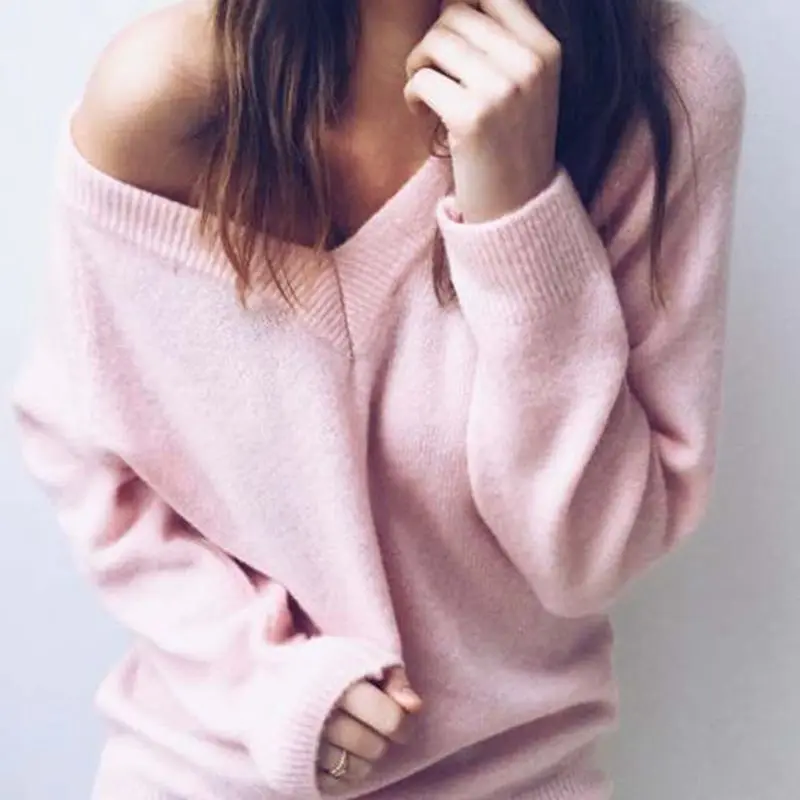 2018 Autumn Knitted Sweater Women V Neck Fashion Solid Long Sleeve Casual Pullover Sweaters Sexy Female Women Pullover
2018 Autumn Knitted Sweater Women V Neck Fashion Solid Long Sleeve Casual Pullover Sweaters Sexy Female Women Pullover