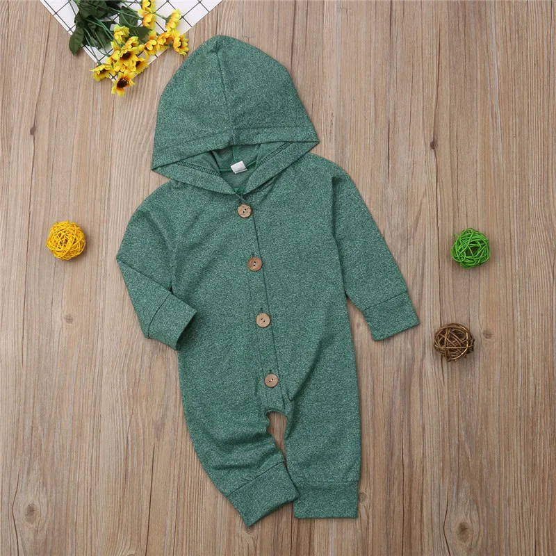 Newborn Baby Boys Girls clothes solid Button casual long sleeve Hooded Romper Toddler cotton lovely Kids Jumpsuit one pieces
Newborn Baby Boys Girls clothes solid Button casual long sleeve Hooded Romper Toddler cotton lovely Kids Jumpsuit one pieces